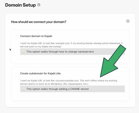 trabajar con subdominio en Kajabi