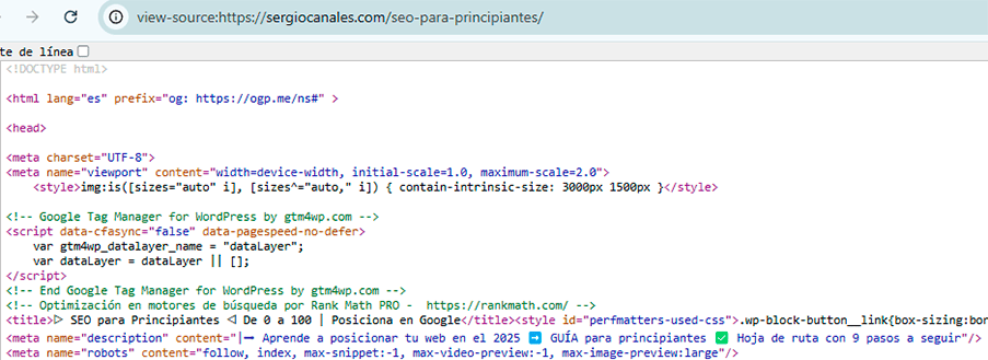 ver el código fuente de una pagina web