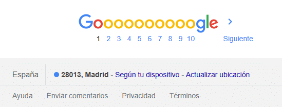 ver la posición de una búsqueda geolocalizada